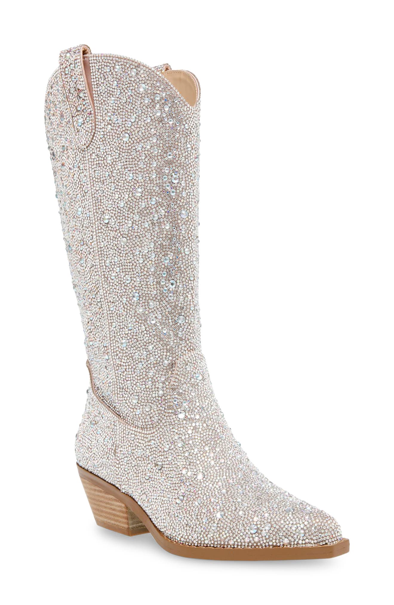 Betsey Johnson Dalas Embellished Western Boot, Main, color, 