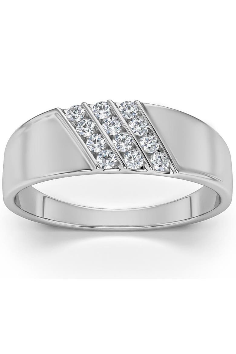 1/5Ct Multi Row Men's Diamond Polished Gold Lightweigt Ring, Main, color, 10k White Gold