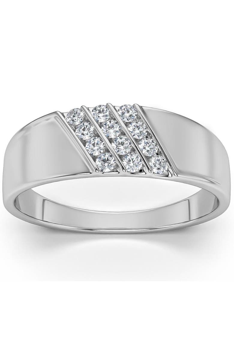 Bliss Diamond 1/5Ct Multi Row Men's Diamond Polished Gold Lightweigt Ring, Main, color, 10K White Gold