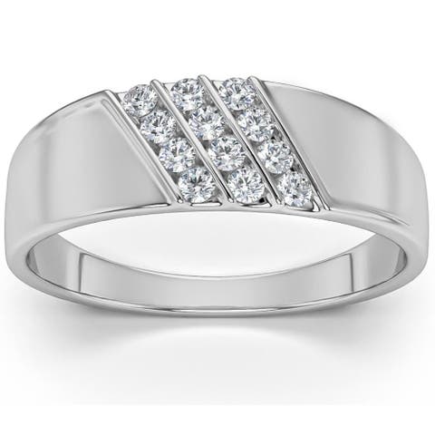 1/5Ct Multi Row Men's Diamond Polished Gold Lightweigt Ring