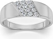 Bliss Diamond 1/5Ct Multi Row Men's Diamond Polished Gold Lightweigt Ring