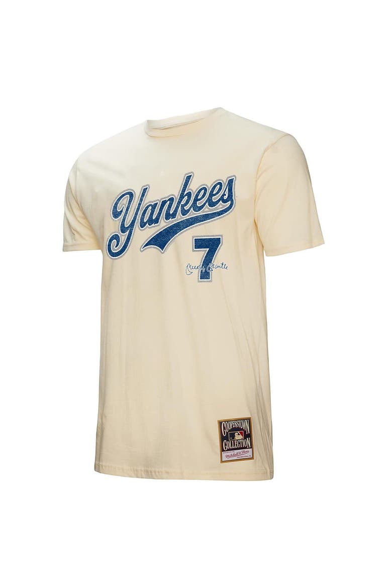 Men's Mitchell & Ness Mickey Mantle Cream New York Yankees Cooperstown Collection Player T-Shirt, Alternate, color, Cream