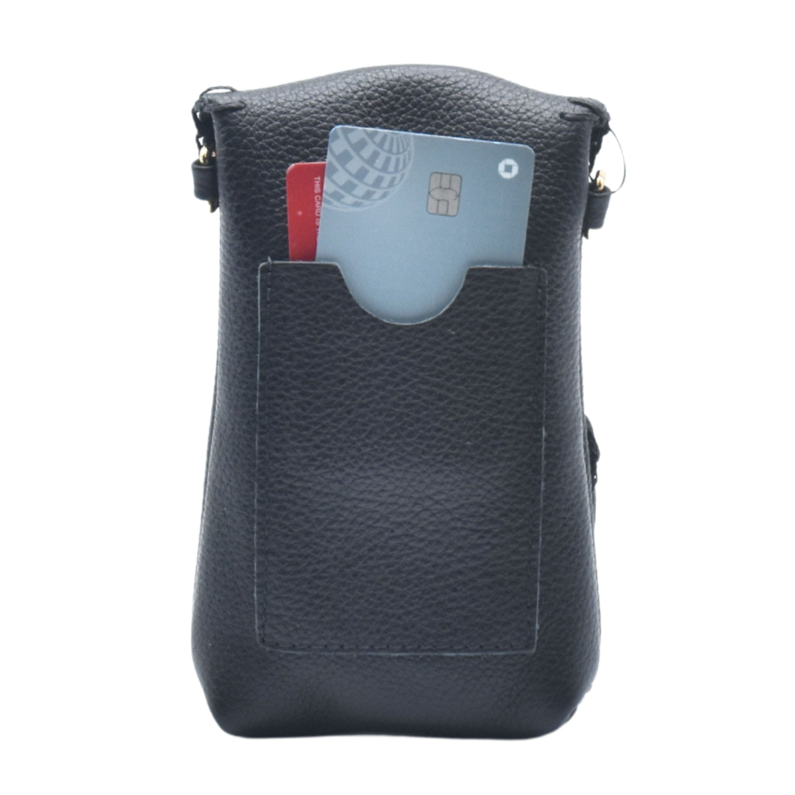 Carlos Falchi Cell Phone Butterfly Leather Bag, Alternate, color, Black Obsidian