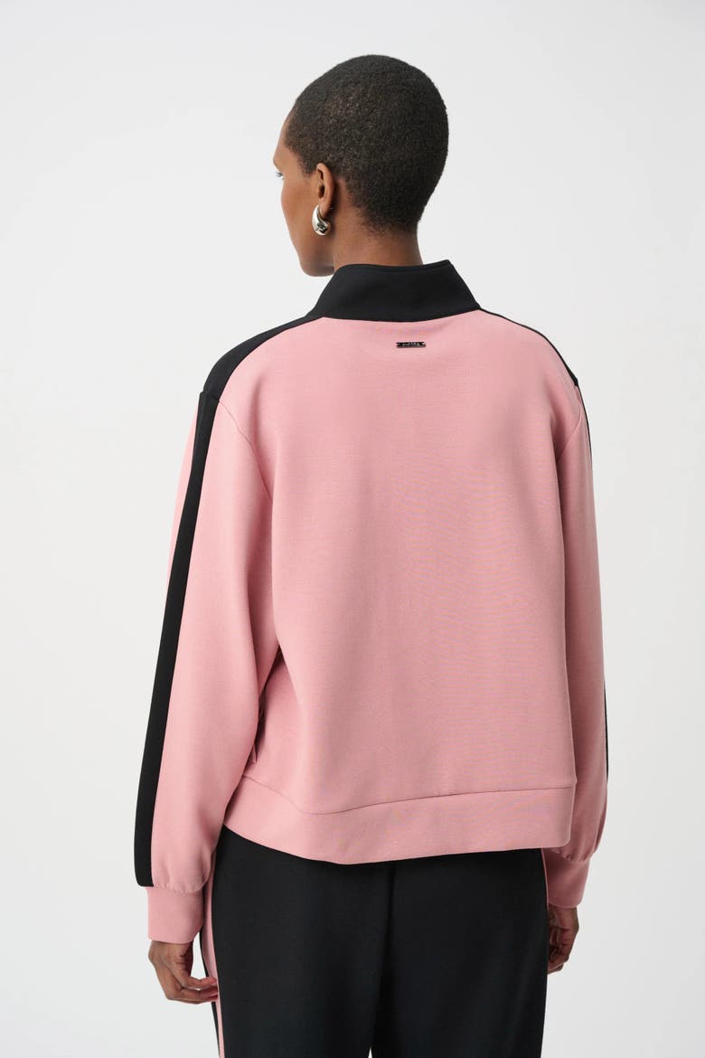 Scuba Jersey Color Block Funnel-Neck Jacket, Alternate, color, Vintage Rose