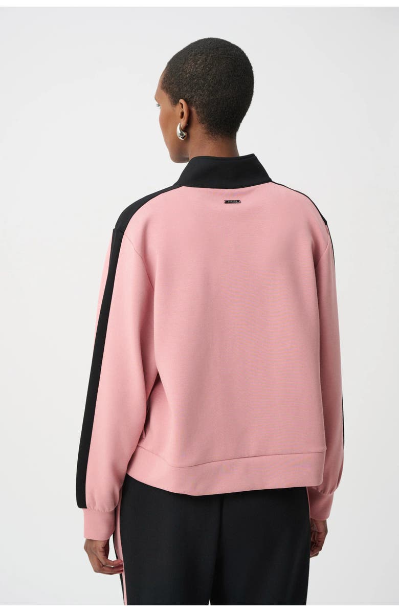Joseph Ribkoff Scuba Jersey Color Block Funnel-Neck Jacket, Alternate, color, Vintage Rose