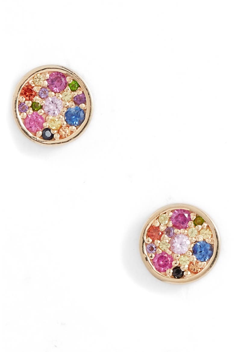 Love Rainbow Circle Stud Earrings, Main, color, GOLD/ MULTI