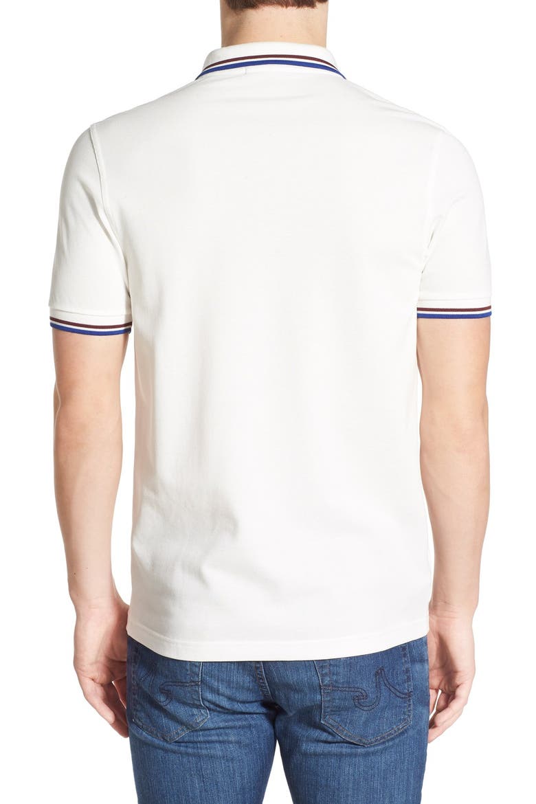 Extra Trim Fit Twin Tipped Piqué Polo, Alternate, color, SNOW WHITE/ PORT/ REGAL