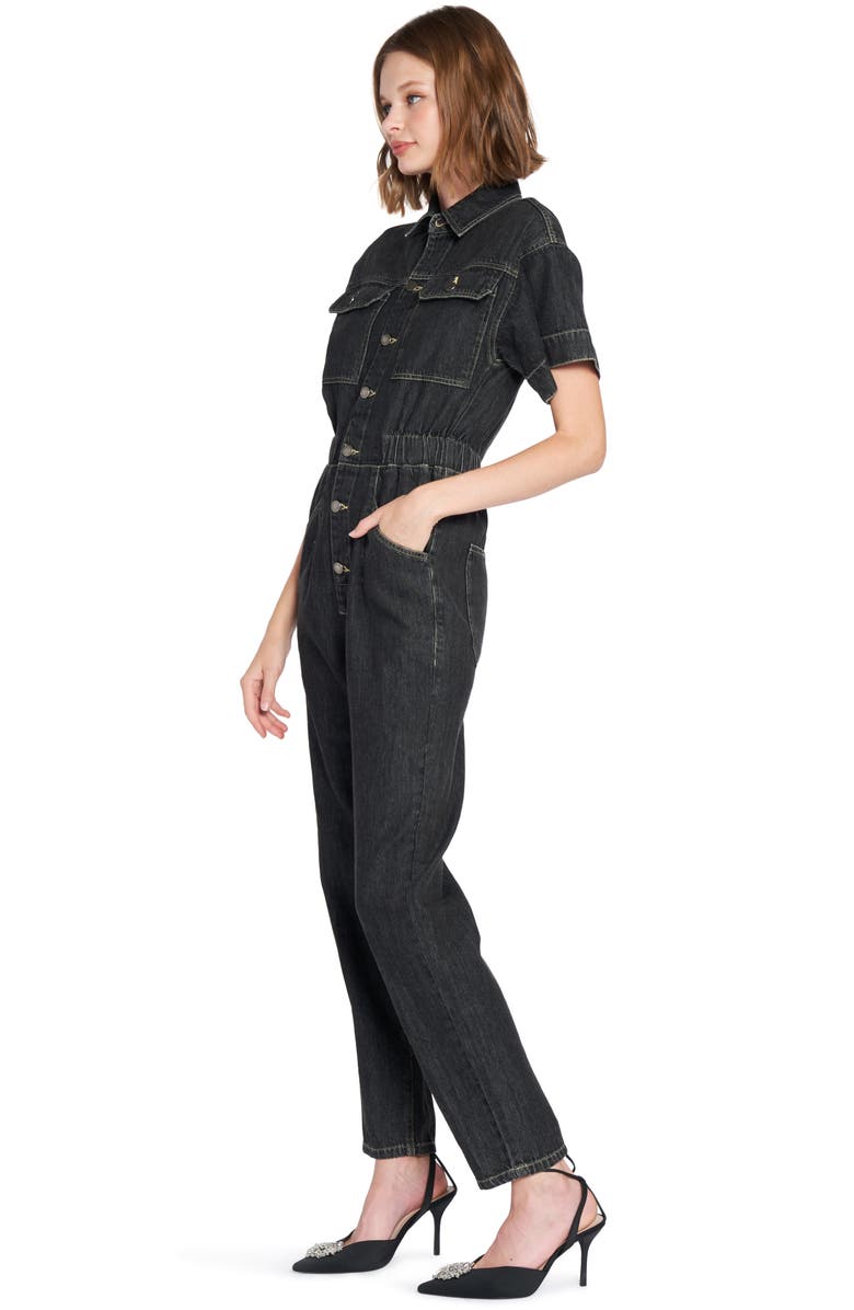 En Saison Short Sleeve Cotton Denim Jumpsuit, Alternate, color,
