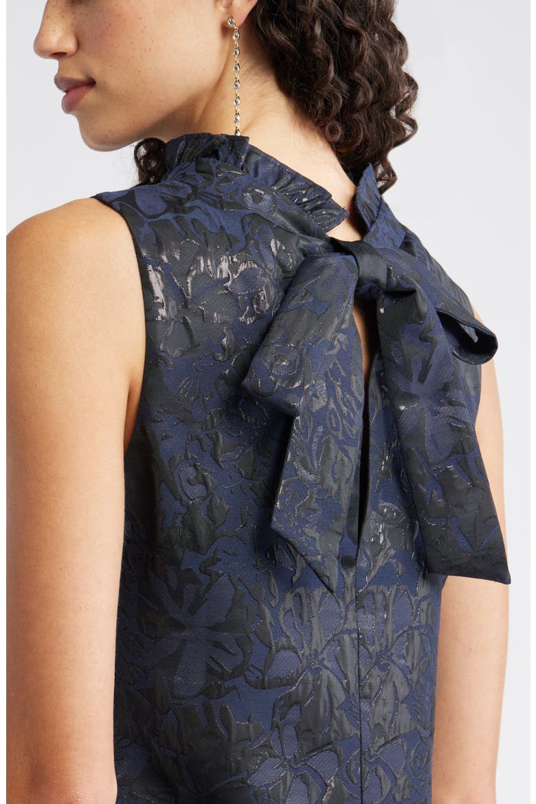 Bow Back Floral Brocade Minidress, Alternate, color, NAVY MULTI BROCADE