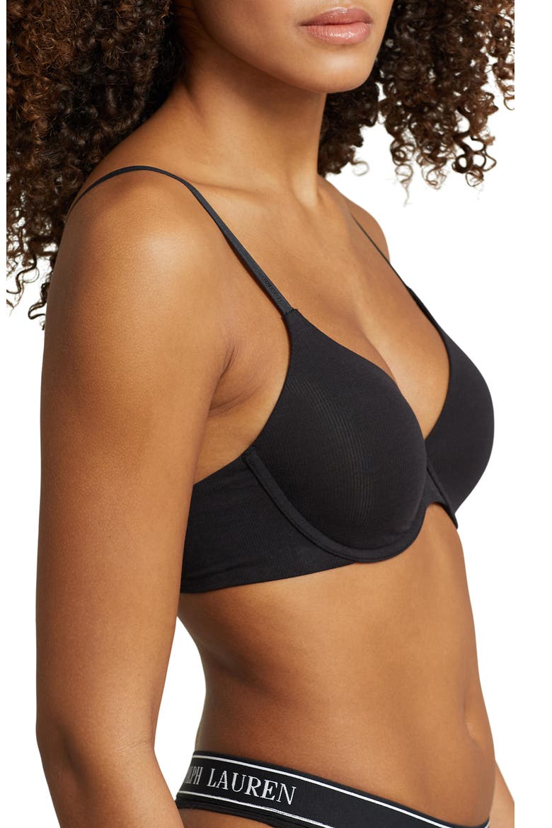 Underwire T-Shirt Bra, Alternate, color, ONYX