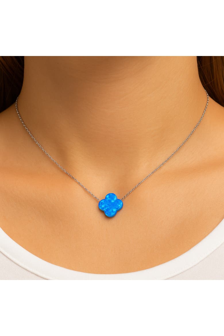 Sterling Silver Blue Opal Clover Necklace, Alternate, color, Blue