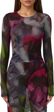 Naked Wardrobe Mesh Print Long Sleeve Top