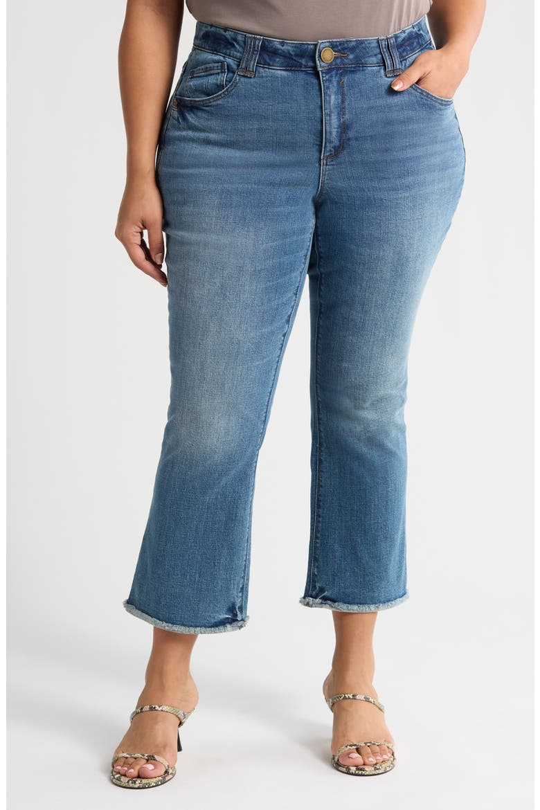 Frayed High Waist Ankle Slim Straight Leg Pants (Nordstrom Exclusive), Main, color, MID BLUE ARTISANAL