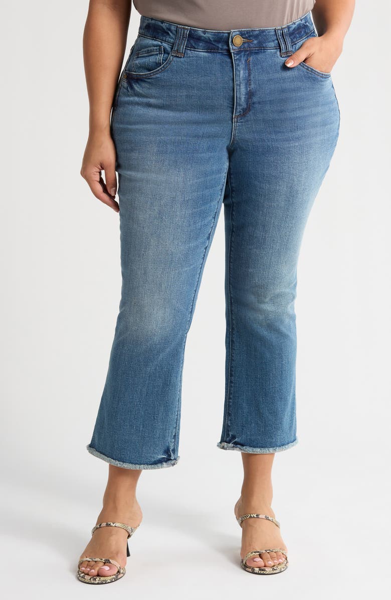 Wit & Wisdom Tatum 'Ab'Solution Frayed High Waist Ankle Bootcut Jeans, Main, color, Mid Blue Artisanal