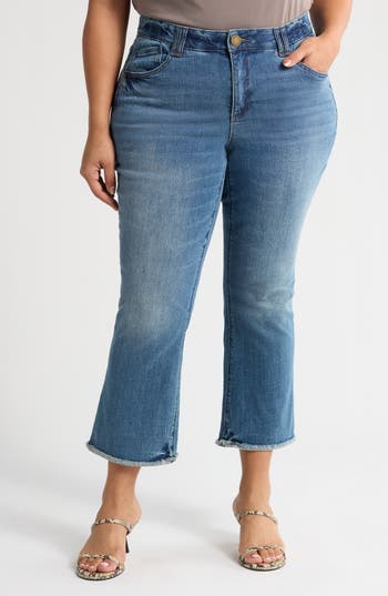 Wit & Wisdom Tatum 'ab'solution Frayed High Waist Ankle Bootcut Jeans In Blue