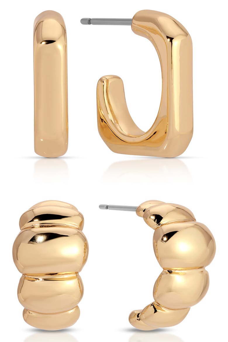 2-Pack Huggie Hoop Earrings, Main, color, GOLD