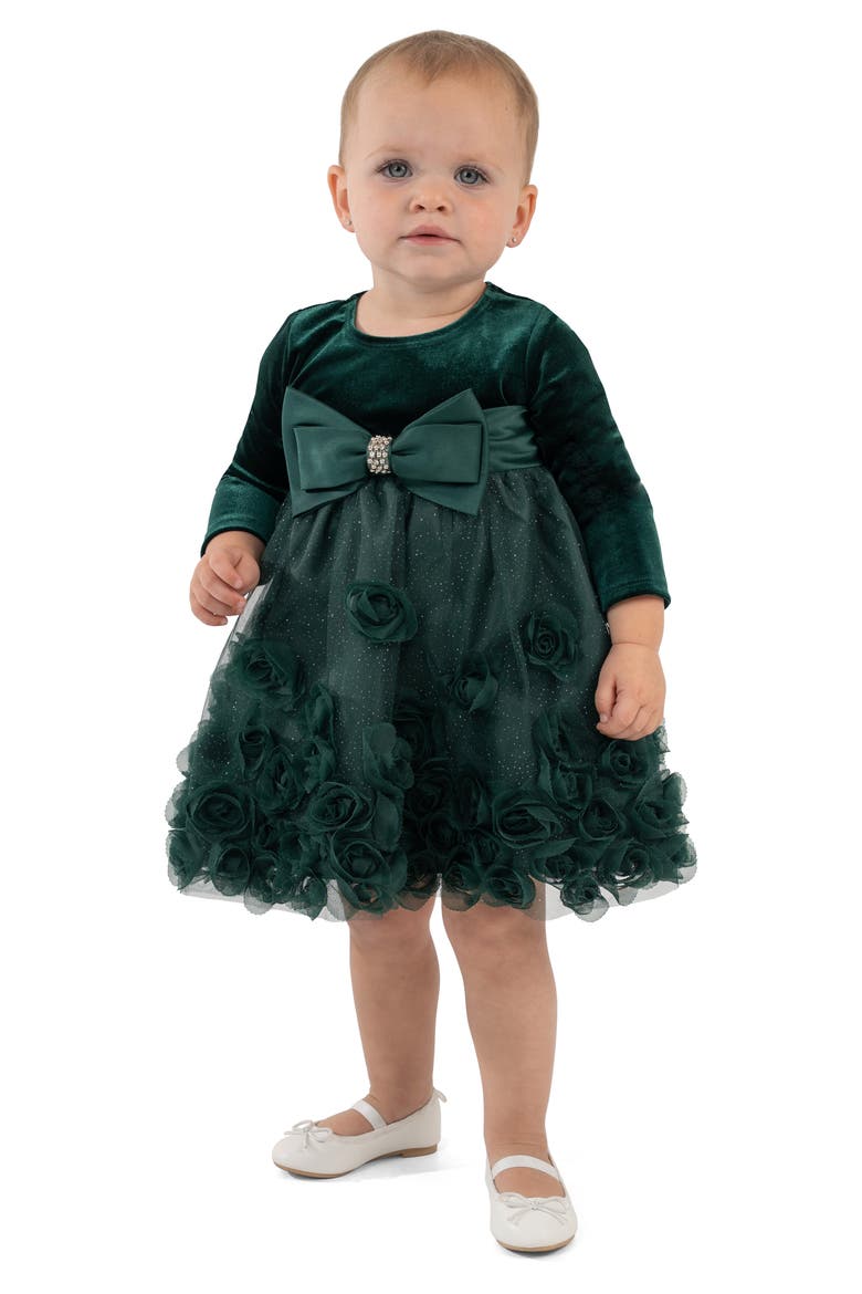 Velvet & Soutache Party Dress & Bloomers, Alternate, color, HUNTER