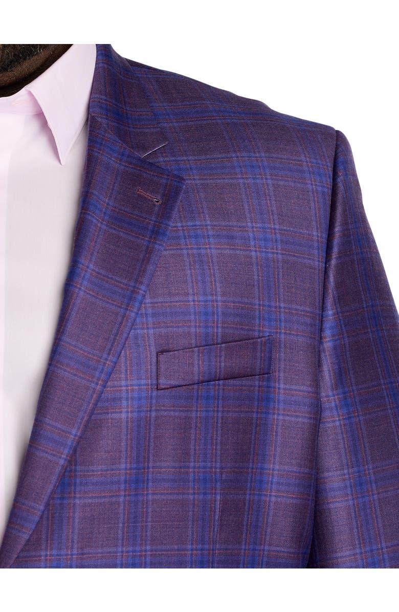 Oak Hill Premium by DXL Big & Tall Bright Plaid Sport Coat, Alternate, color, Plum