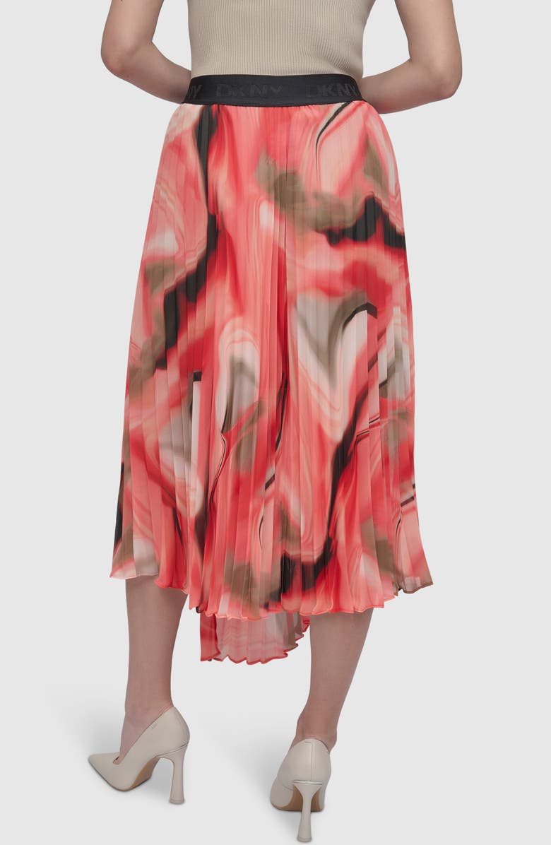DKNY Print Pleated Asymmetric Midi Skirt, Alternate, color, Brushed Pink