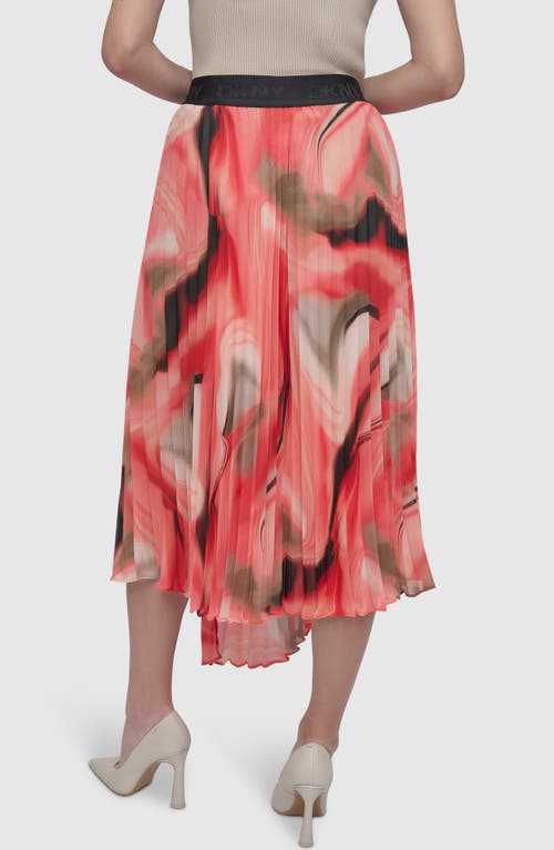 Dkny Print Pleated Asymmetric Midi Skirt In Brushed Pink