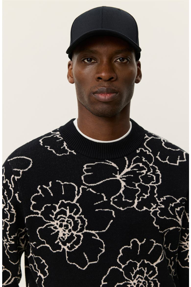 Gaston Poppy Jacquard Sweater, Alternate, color, BLACK