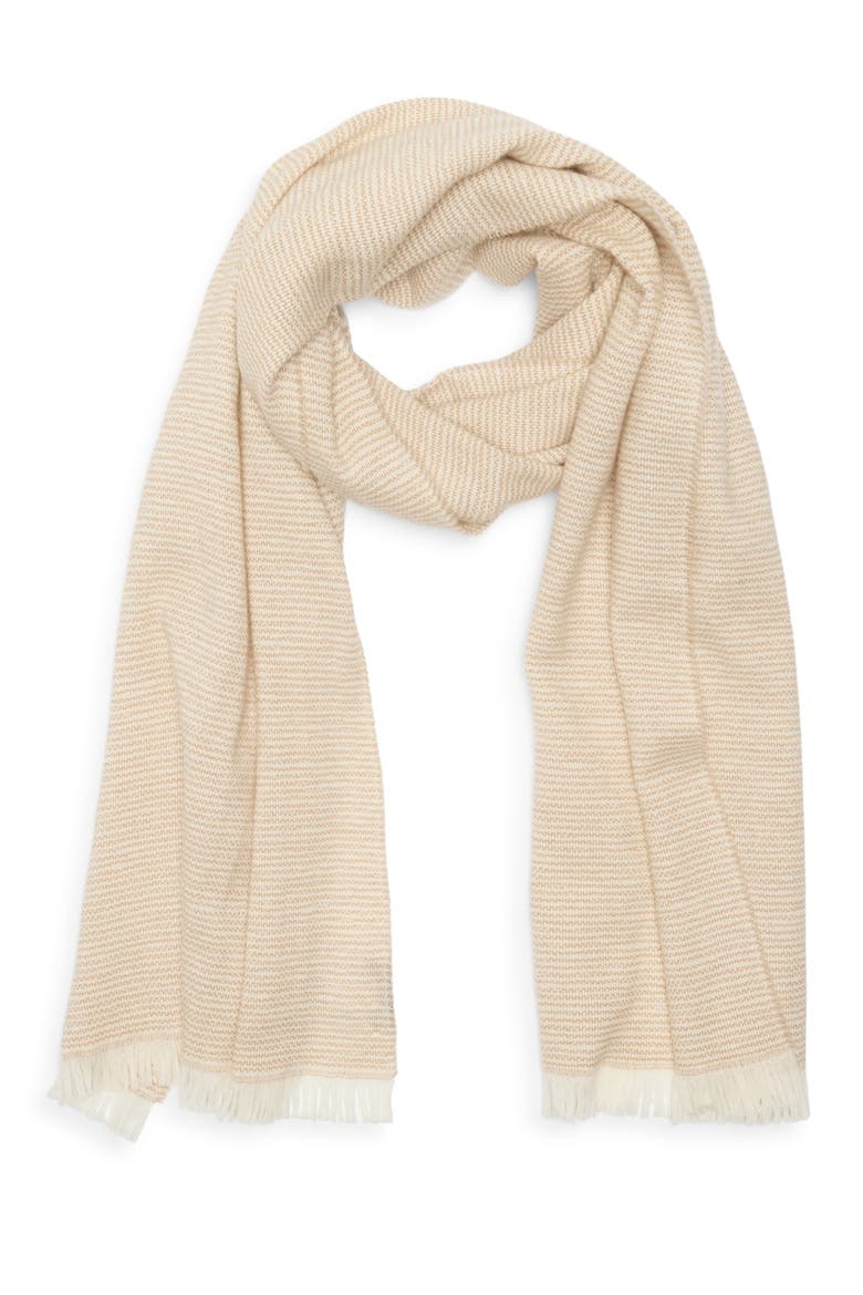 Lightweight Wool & Cashmere Wrap, Alternate, color, BEIGE- WHITE