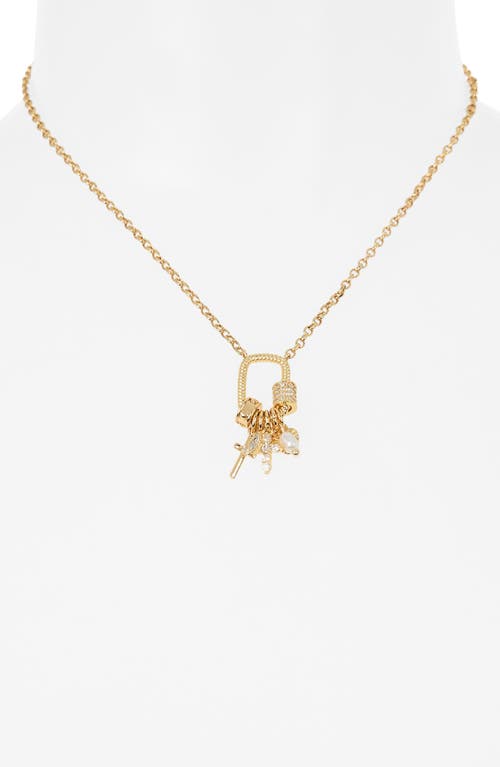 Leith Carabiner Charm Necklace In Cross- Gold Multi
