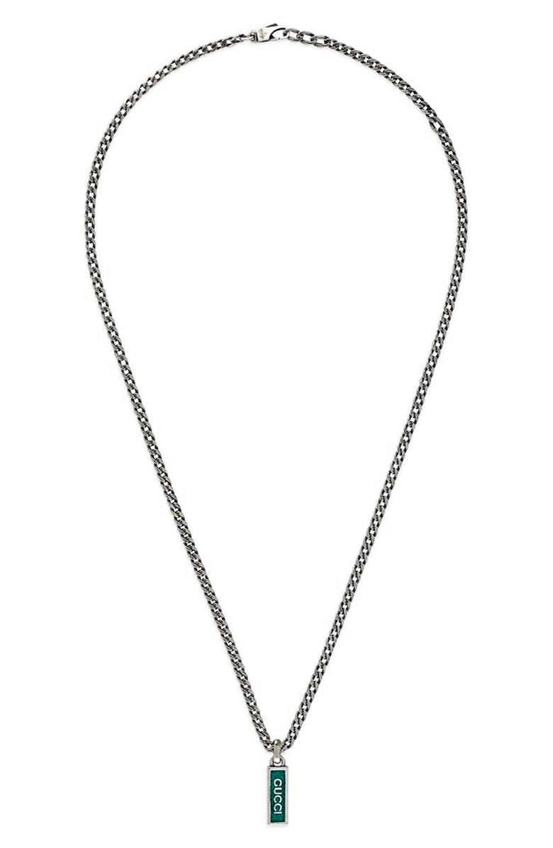 Gucci Gourmette Dog Tag Necklace, Alternate, color, Silver