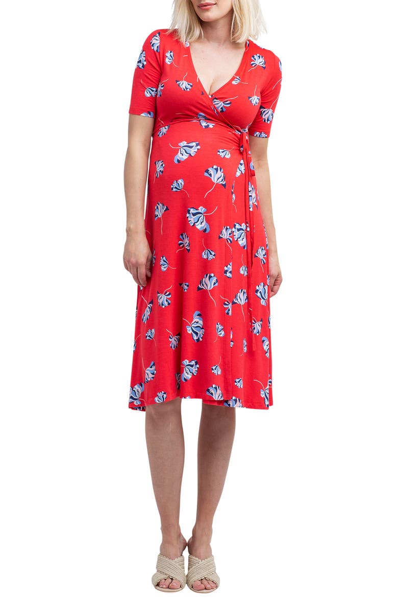 Maya Maternity/Nursing Wrap Dress, Main, color, POPPY