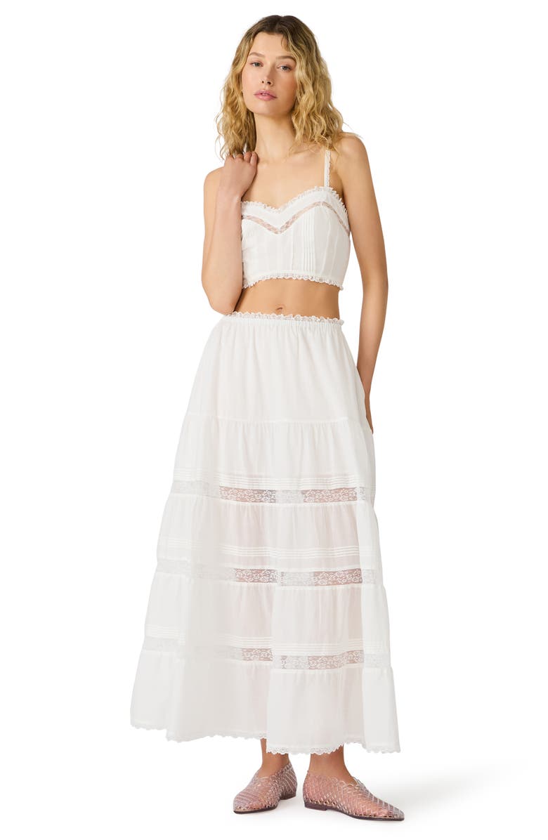 Steve Madden Elisse Lace Detail Cotton Maxi Skirt, Alternate, color, Antique