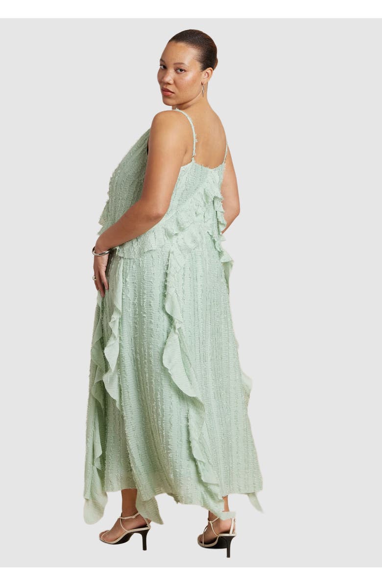 ELOQUII Textured Ruffle Cami Dress, Alternate, color, Sage