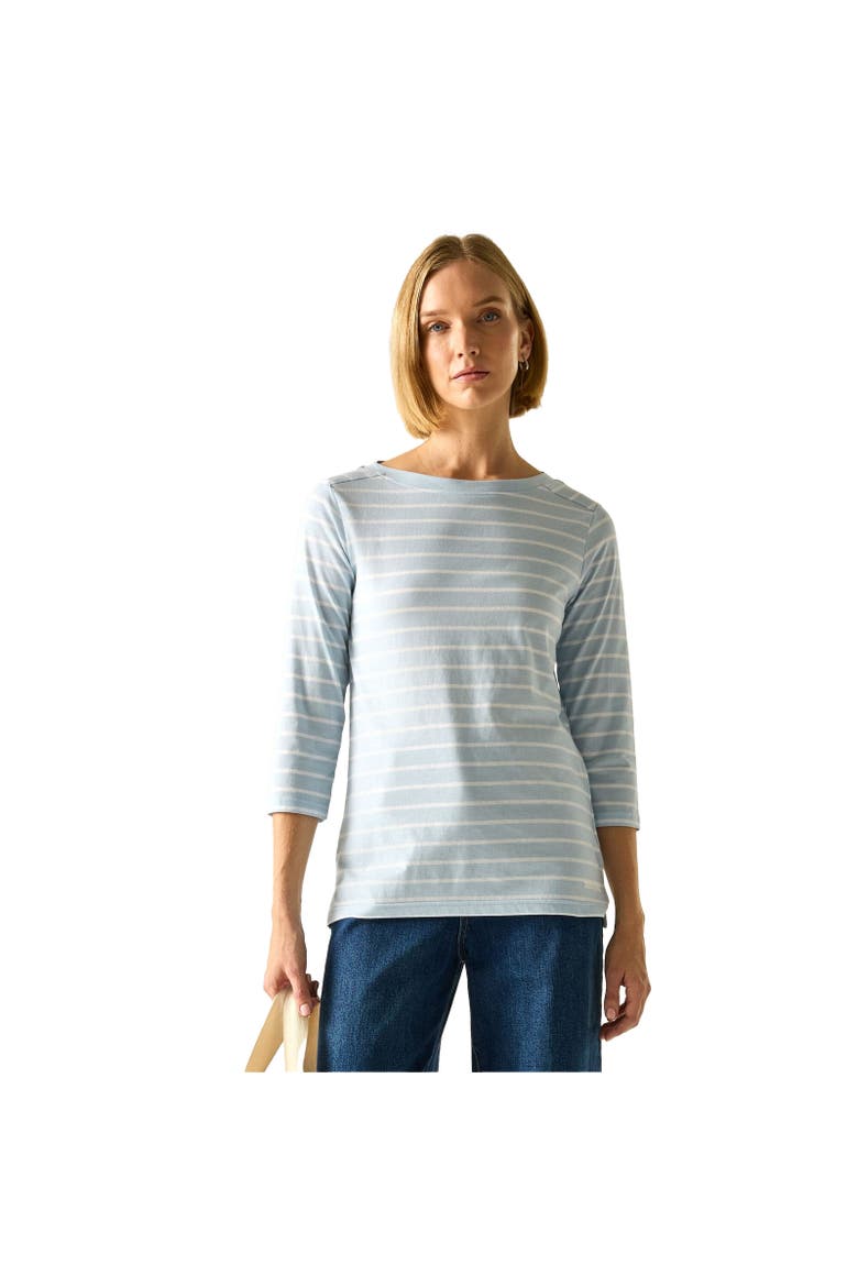 Baylette II Striped T-Shirt, Alternate, color, Skyway and White