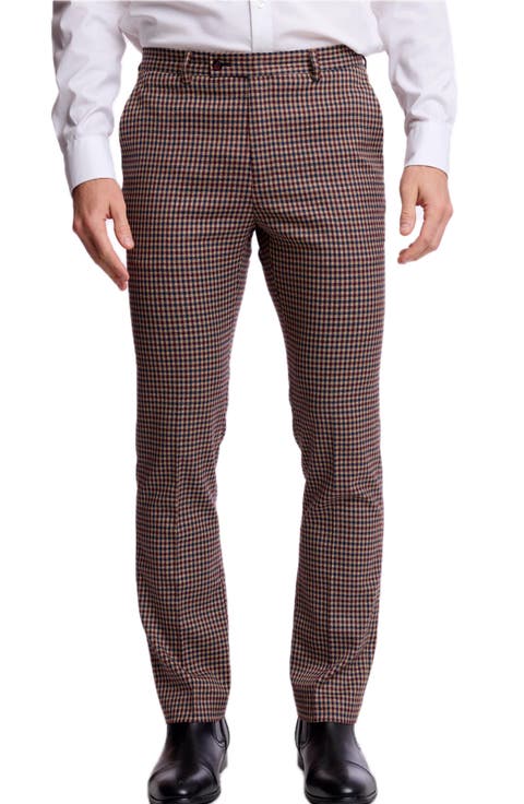 Downing Slim Fit Gingham Check Stretch Pants
