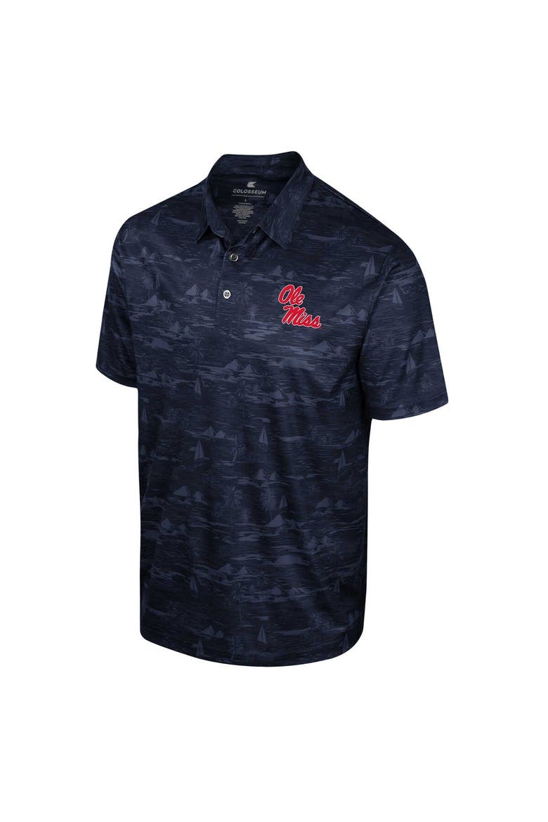Men's Colosseum Navy Ole Miss Rebels Daly Print Polo, Alternate, color, Navy