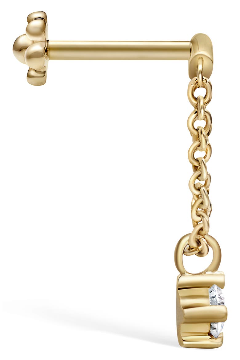 Prong Set Diamond Drape Threaded Single Stud Earring, Alternate, color, YELLOW GOLD