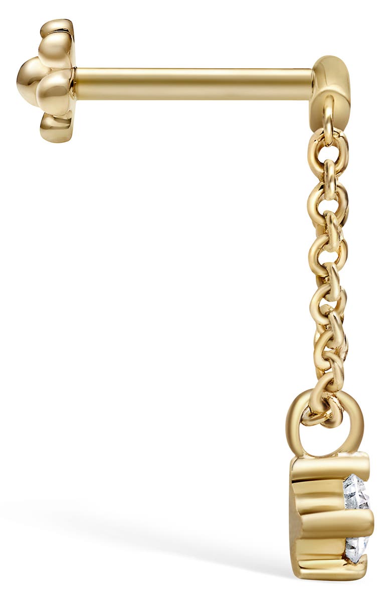 MARIA TASH Prong Set Diamond Drape Threaded Single Stud Earring, Alternate, color, Yellow Gold