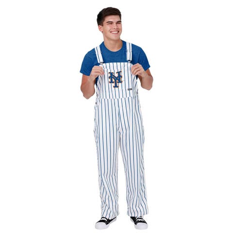 Men's FOCO  White New York Mets Pinstripe Bib Overalls