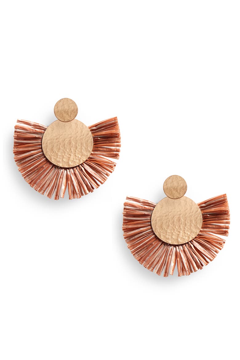 Fringe Fan Earrings, Main, color, TAN- GOLD