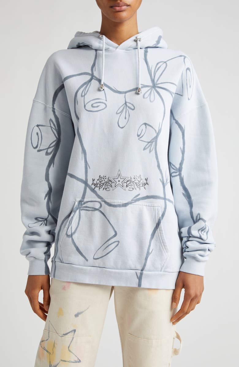 Collina Strada Rhinestone Cotton Hoodie, Main, color, 