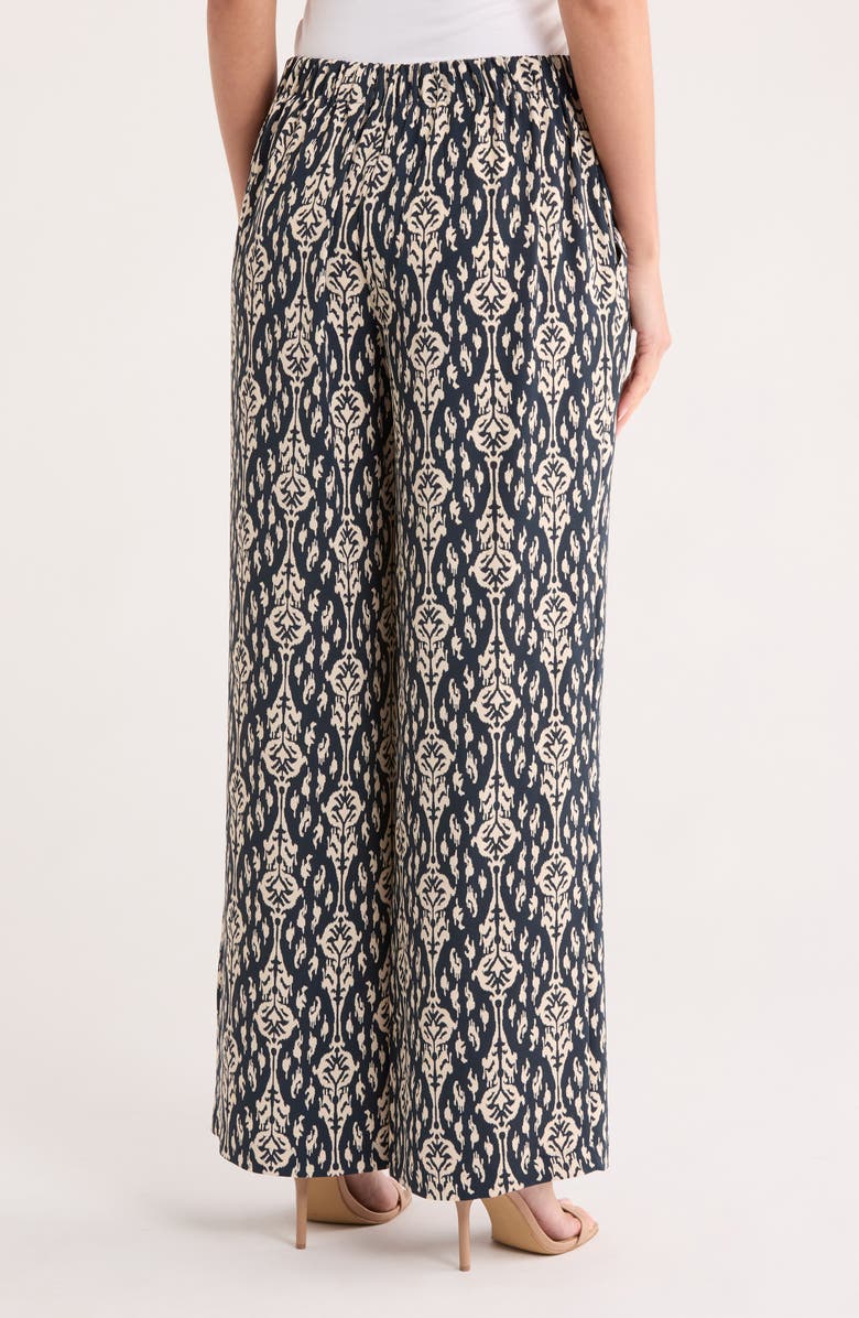 T Tahari Print Wide Leg Pants, Alternate, color, Dusty Navy Ikat