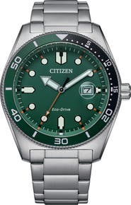 Citizen Eco Drive Three-Hand Quartz Stainless Steel Bracelet Watch, 43mm