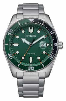 Eco Drive Three-Hand Quartz Stainless Steel Bracelet Watch, 43mm