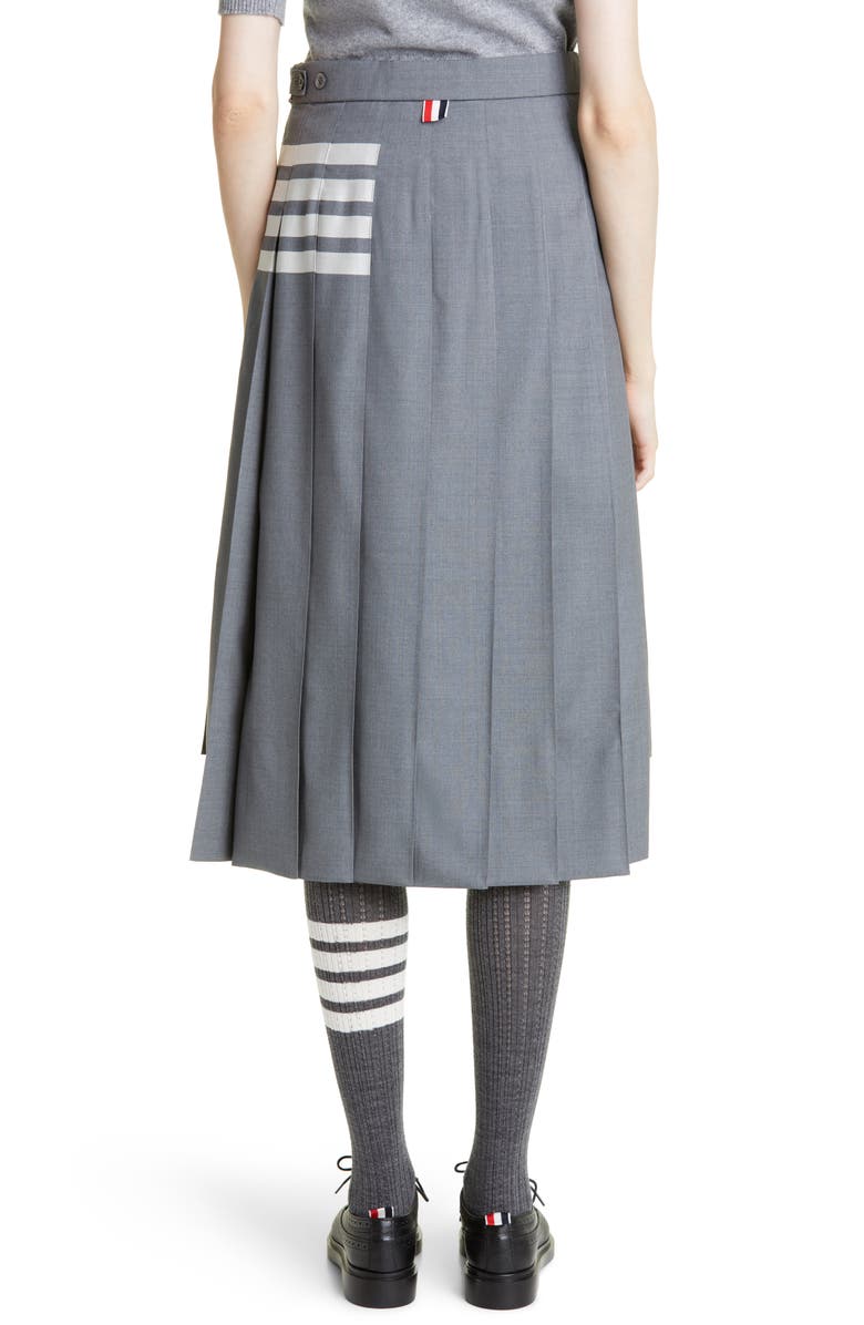 Thom Browne Drop Back Pleated Wool Skirt, Alternate, color, Medium Grey