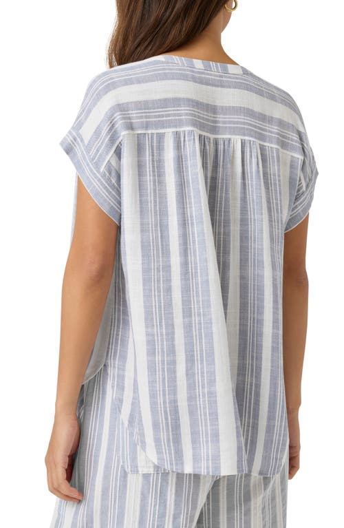 Splendid Raegan Striped Linen-blend Blouse In White/seaport