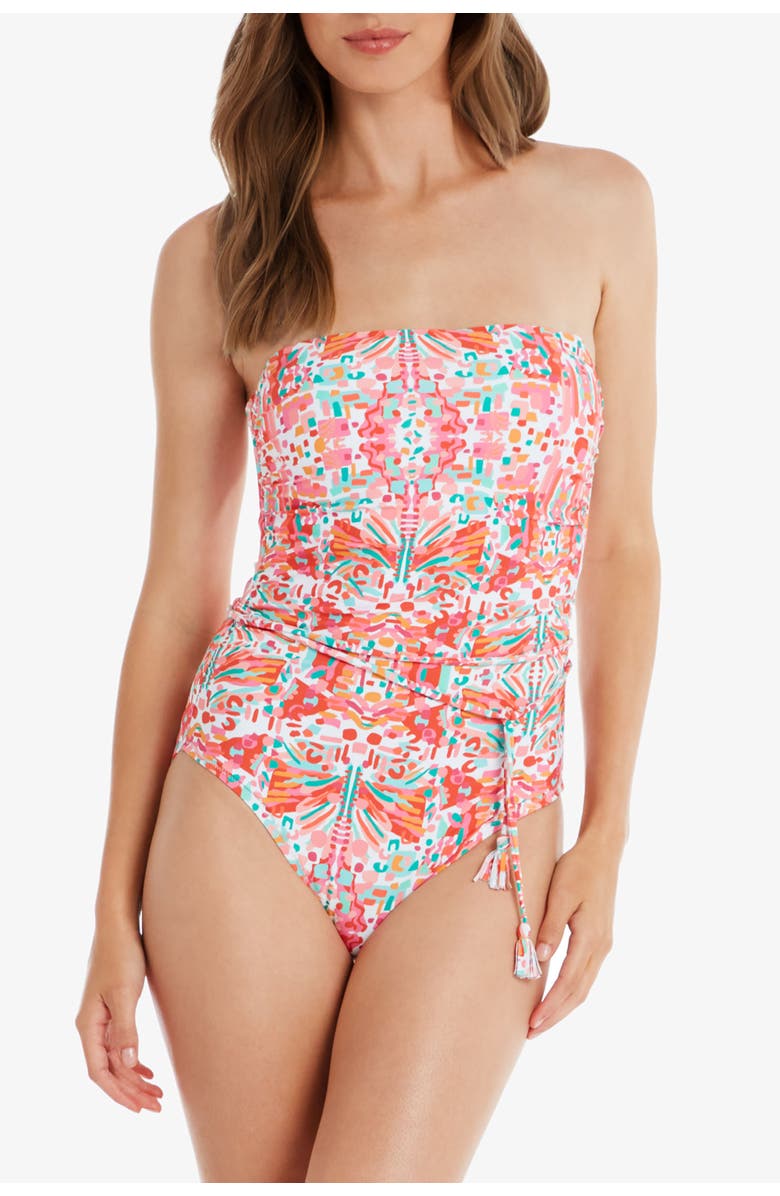 HELEN JON Tassel Belt Bandeau One-Piece, Main, color, Jungle De Rio
