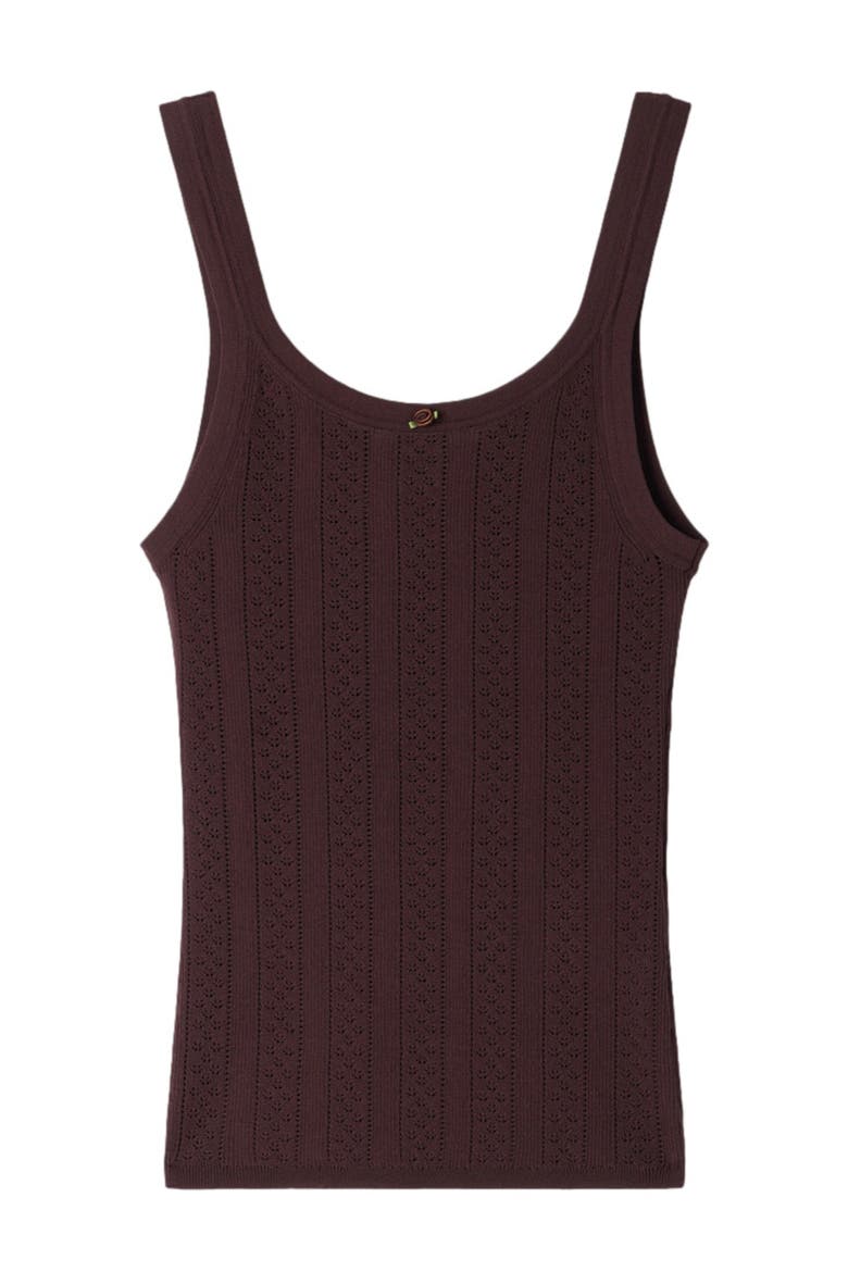 Pointelle knit vest top with bow, Alternate, color, Brown