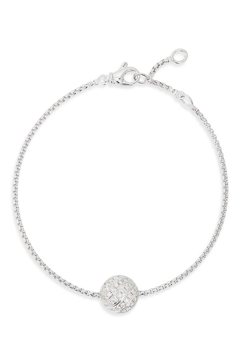 Sculpted Cable Diamond Station Bracelet, Main, color, SILVER PAVE