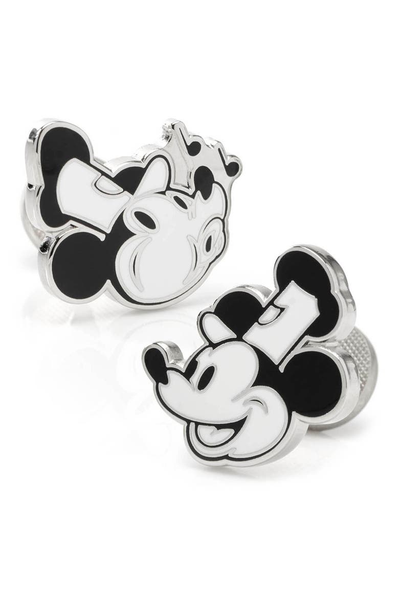 x Disney 'Steamboat Willie' Cuff Links, Main, color, SILVER