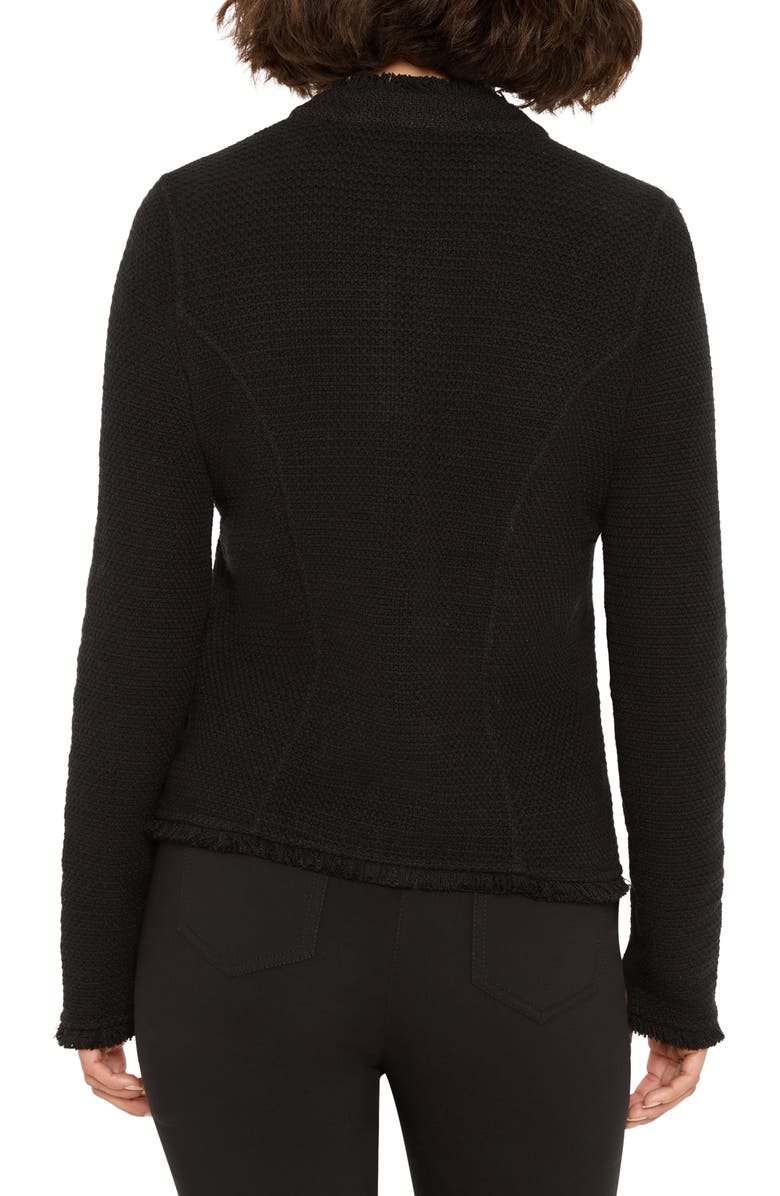NIC+ZOE Military Fringe Mixed Knit Jacket, Alternate, color, Black Onyx