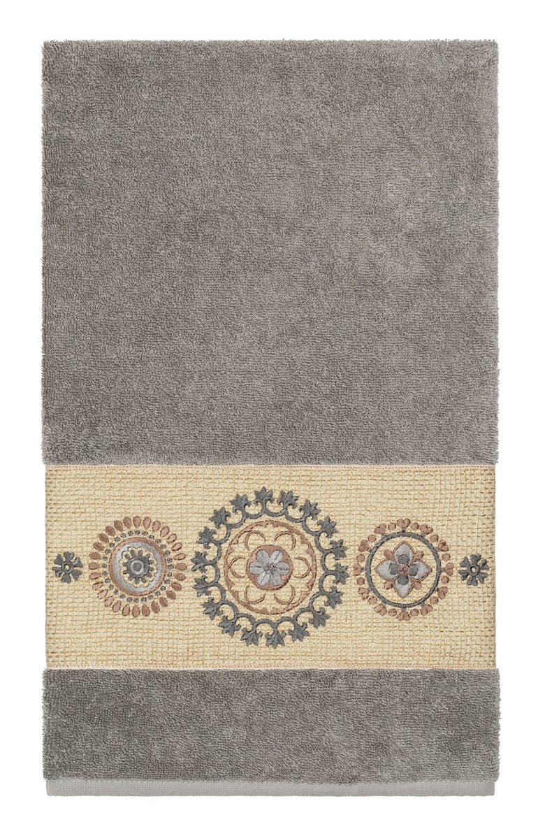 Linum Home Textiles Isabelle 3-Piece Embellished Towel Set - Dark Grey, Alternate, color, Dark Grey